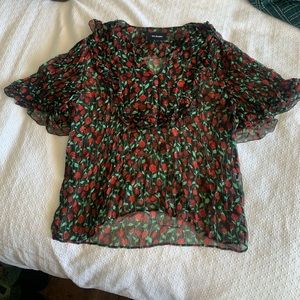 The Kooples Black Rose Blouse